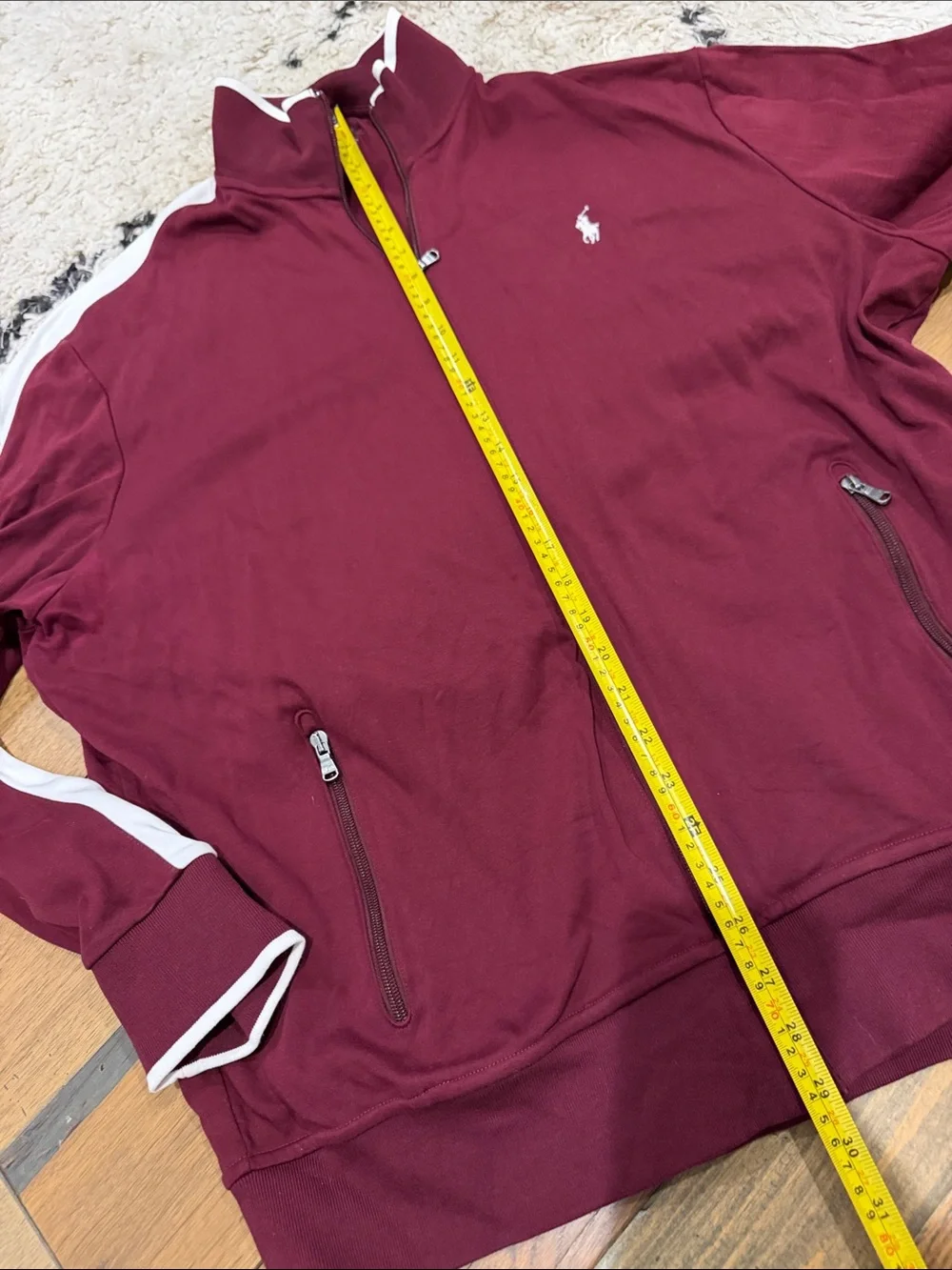 Polo by Ralph Lauren Men’s Burgundy Zip-Up Track Sweat Jacket